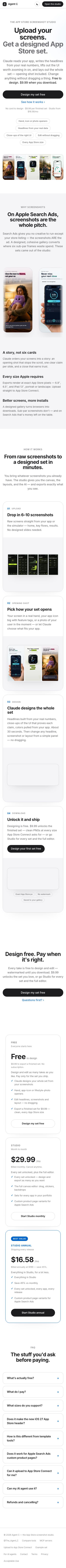 Mobile · 390×844 · www.theagentc.io critique capture preview