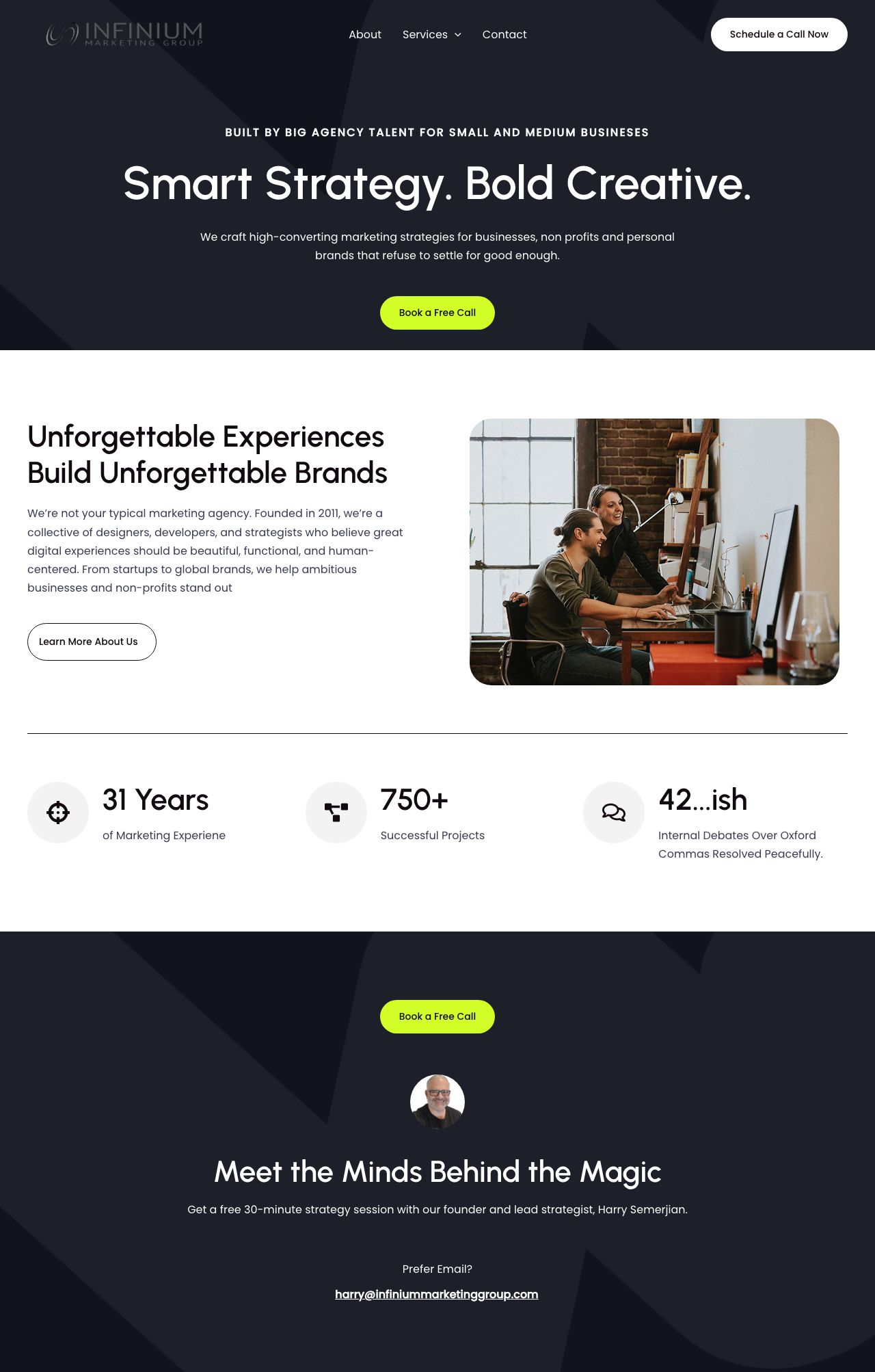 Desktop · 1280×900 · infiniummarketinggroup.com critique capture preview
