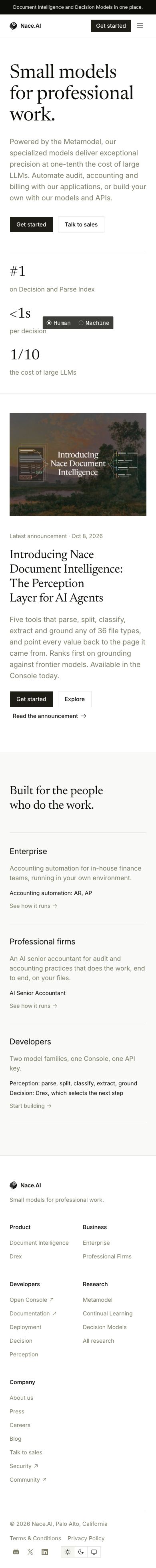 Mobile · 390×844 · nace.ai critique capture preview