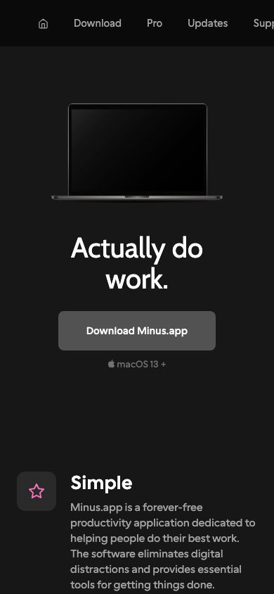 Mobile · 390×844 · minus.io critique capture preview