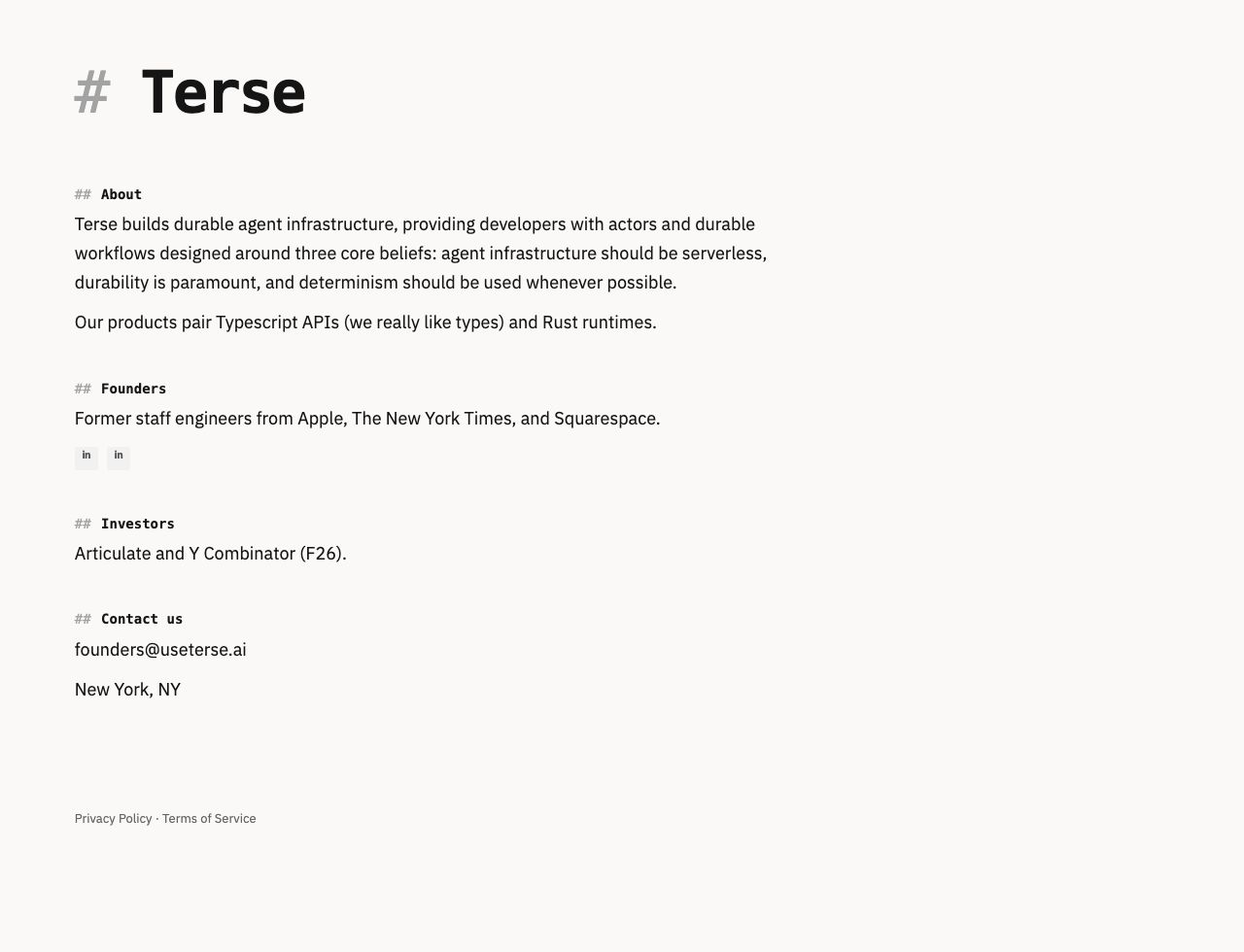 Desktop · 1280×900 · www.useterse.ai critique capture preview