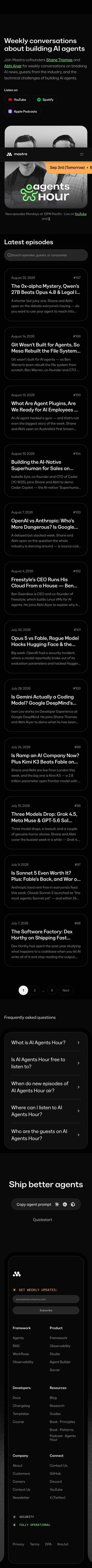 Podcast • Agents Hour Weekly livestreams and guests review snapshot