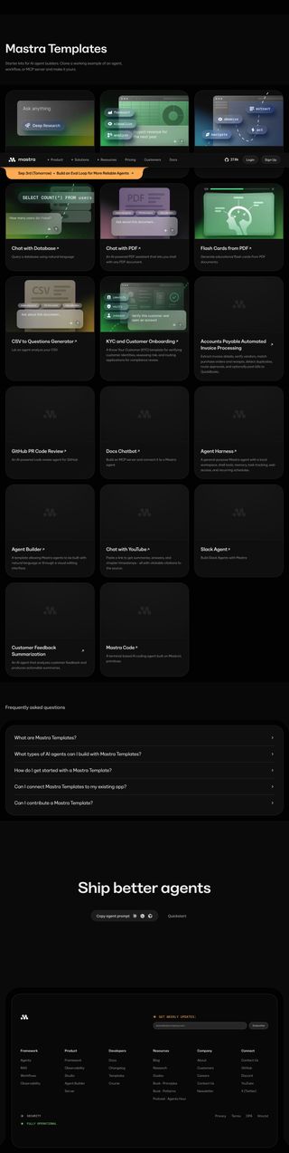 Templates Agent projects review snapshot