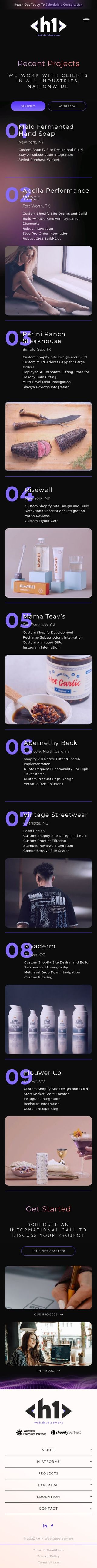 Recent Projects review snapshot