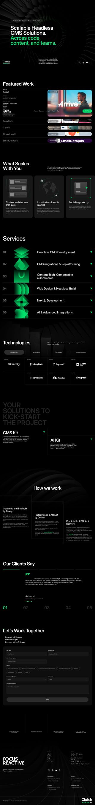 Headless CMS Development Company | Sanity, Storyblok, Next.js | FocusReactive review snapshot