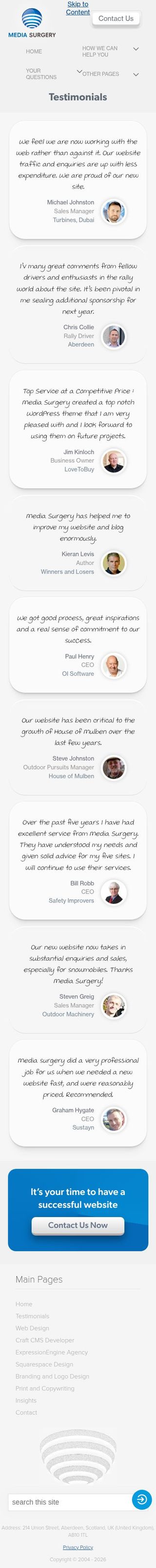 Who else have you built websites for? review snapshot