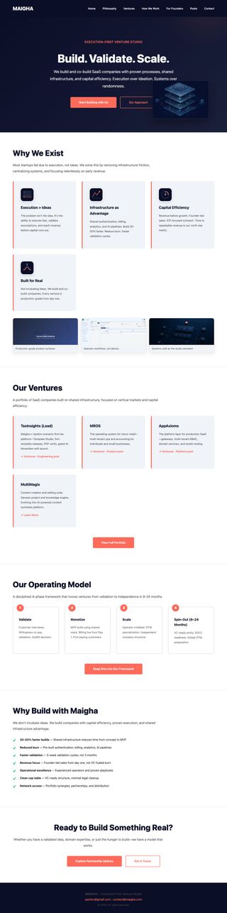 Maigha | Venture Studio - Build. Validate. Scale. review snapshot
