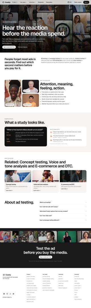 Ad and message testing Hear how your audience reacts before you buy the media. review snapshot