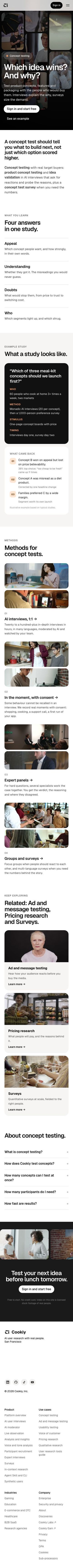 Concept testing Find out which idea wins, and why, before you build it. review snapshot
