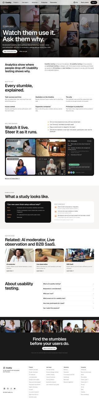 Usability testing Watch people use your product and ask them why, at scale. review snapshot